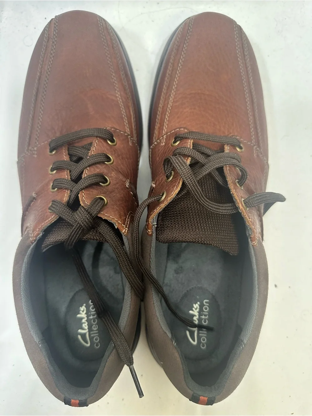 Clarks Collection Brown Leather Comfort Shoes Size 15